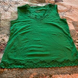 Coldwater Creek Emerald Lace Trim Top